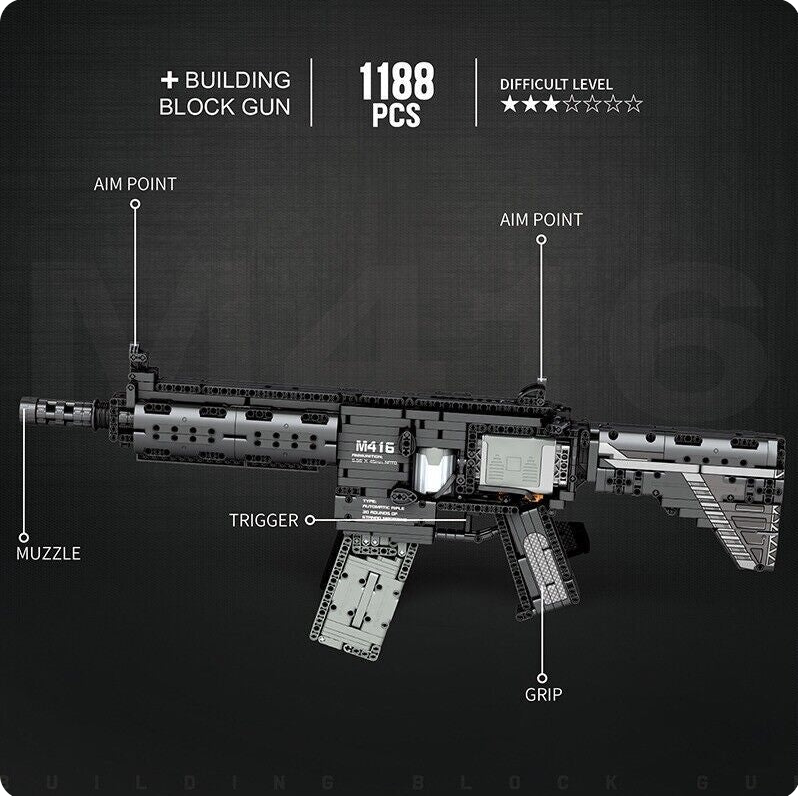 M416 AR - Block Ops (1100+ Pieces, Battery Powered)